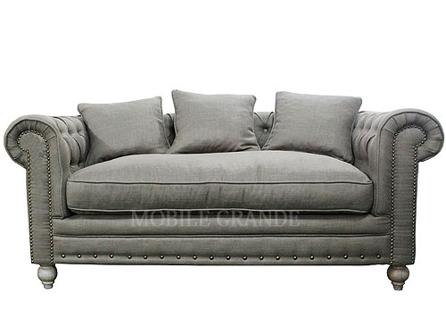 リネン コットン ソファ 2人掛け グレー インテリアショップ Mobile Grande モビリグランデ パイン家具 オーク家具 ホワイト家具 シャンデリア専門店