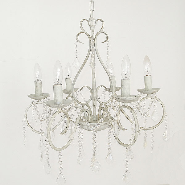 6灯式 ホワイトカラーシャンデリア White Color Chandelier 白熱球 Led対応 02 Li Of 004 6 インテリアショップ Mobile Grande モビリグランデ パイン家具 オーク家具 ホワイト家具 シャンデリア専門店