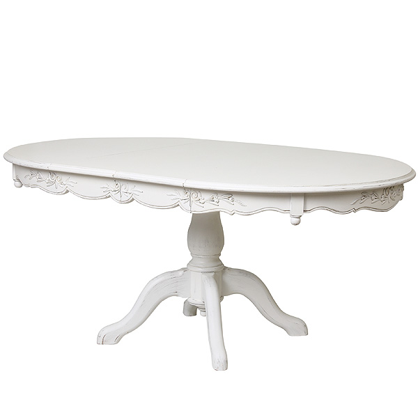 ダイニングテーブル フランス家具 ホワイト家具 丸テーブル 伸長式|インテリアショップ MOBILE GRANDE～モビリグランデ～ パイン
