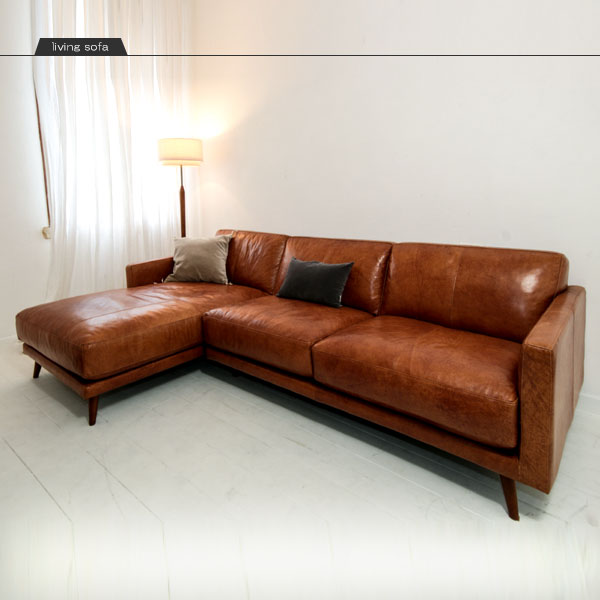 受注生産】genuine leather sofa 本革レザーソファ 2.5人掛け【開梱 