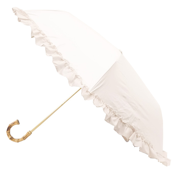 フリル傘 折りたたみ傘 日傘 晴雨兼用傘 オフホワイト インテリアショップ Mobile Grande モビリグランデ パイン家具 オーク家具 ホワイト家具 シャンデリア専門店