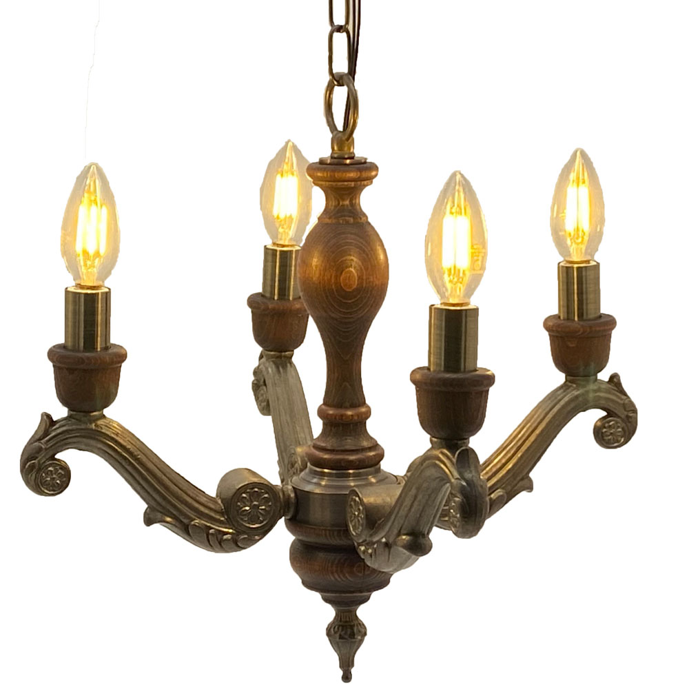 【灯具単体】4灯照明灯具 クラシックスタイルシャンデリア 40Wx4灯 ※電球別売