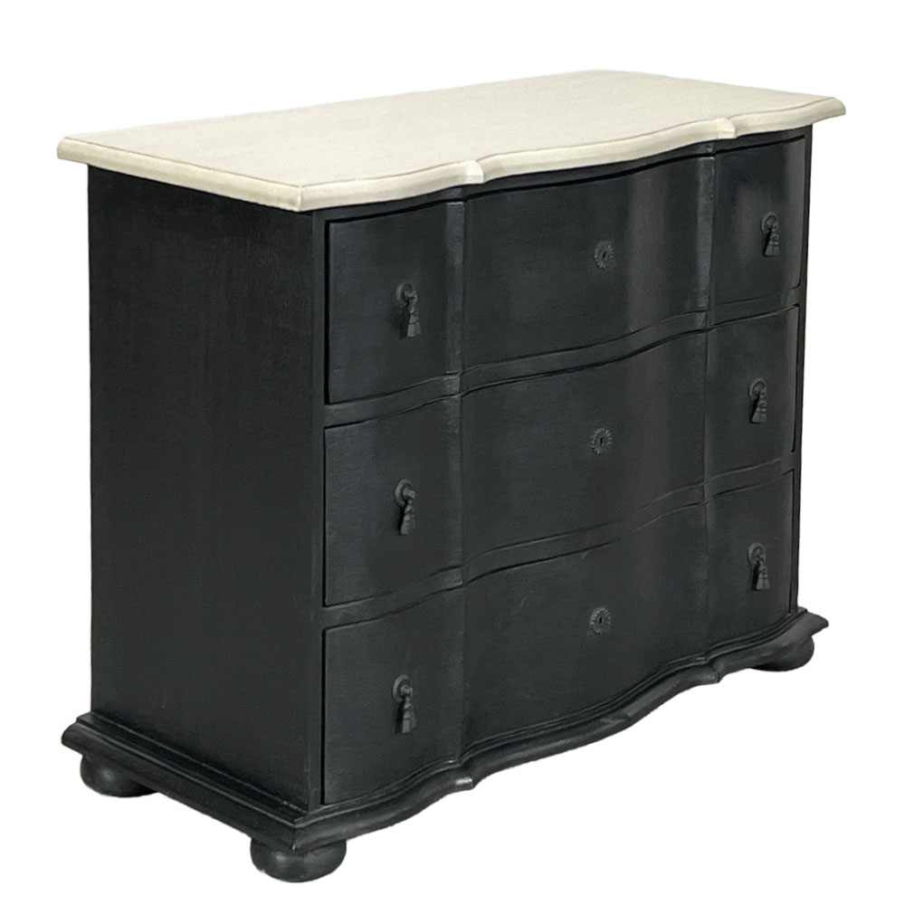 【先行予約】BLANC PEINTURE 3ドロワーキャビネット フレンチ 輸入家具 収納 BK色